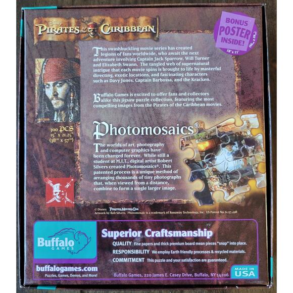Pirates of the Caribbean 300 Piece Photomosaics Puzzle by Buffalo with Poster - Picture 2 of 3
